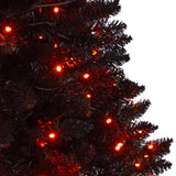 4' Black Halloween Artificial Christmas Tree in Urn with 100 Orange LED Lights
