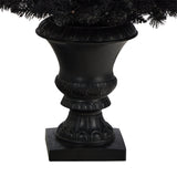 4' Black Halloween Artificial Christmas Tree in Urn with 100 Orange LED Lights