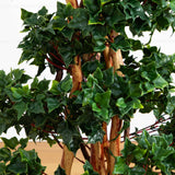 4' English Ivy Topiary Tree in White Oval Planter UV Resistant (Indoor/Outdoor)
