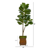 4' Fiddle Leaf Fig Artificial Tree in Metal Planter with Faux Moss