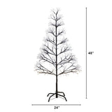 4' Pre-Lit Artificial Halloween Black Starburst Tree with 800 Fairy Warm White LED Lights
