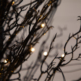 4' Pre-Lit Halloween Black Twig Artificial Fall Tree in Burlap Planter with 63 Warm White LED Lights