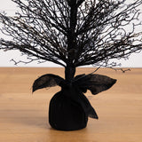 4' Pre-Lit Halloween Black Twig Artificial Fall Tree in Burlap Planter with 63 Warm White LED Lights