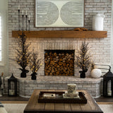 4' Pre-Lit Halloween Black Twig Artificial Fall Tree in Burlap Planter with 63 Warm White LED Lights