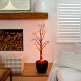 4' Pre-Lit Artificial Halloween Twig Tree with 240 Orange & Purple LED Lights