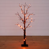 4' Pre-Lit Artificial Halloween Twig Tree with 240 Orange & Purple LED Lights
