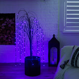 4' Pre-Lit Halloween Black Willow Artificial Fall Tree with 120 Orange & Purple LED Lights