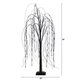 4' Pre-Lit Halloween Black Willow Artificial Fall Tree with 120 Orange & Purple LED Lights