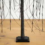 4' Pre-Lit Halloween Black Willow Artificial Fall Tree with 120 Orange & Purple LED Lights