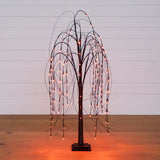 4' Pre-Lit Halloween Black Willow Artificial Fall Tree with 120 Orange & Purple LED Lights