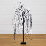 4' Pre-Lit Halloween Black Willow Artificial Fall Tree with 120 Orange & Purple LED Lights