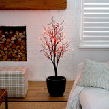 4' Pre-Lit Halloween Deluxe Black Twig Artificial Tree with 81 Orange & Purple LED Lights