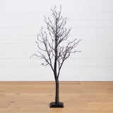 4' Pre-Lit Halloween Deluxe Black Twig Artificial Tree with 81 Orange & Purple LED Lights