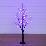 4' Pre-Lit Halloween Deluxe Black Twig Artificial Tree with 81 Orange & Purple LED Lights
