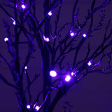 4' Pre-Lit Halloween Deluxe Black Twig Artificial Tree with 81 Orange & Purple LED Lights