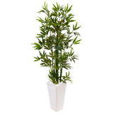4.5' Artificial Bamboo Tree in White Tower Planter