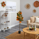 4.5' Autumn Fiddle Leaf Artificial Fall Tree