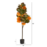4.5' Autumn Fiddle Leaf Artificial Fall Tree