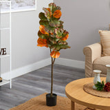 4.5' Autumn Fiddle Leaf Artificial Fall Tree