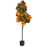 4.5' Autumn Fiddle Leaf Artificial Fall Tree