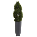 4.5' Double Pond Cypress Spiral Artificial Tree in Cylinder Planter (Indoor/Outdoor)