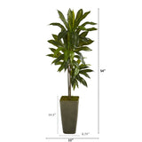 4.5' Dracaena Artificial Plant in Green Planter (Real Touch)
