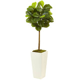4.5' Fiddle Leaf Fig in White Planter (Real Touch)