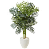 4.5' Golden Cane Palm Tree in White Oval Planter