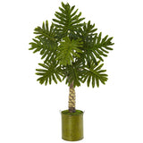 4.5' Monstera Tree in Green Metal Planter