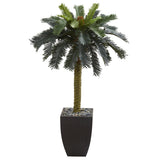 4.5' Sago Artificial Palm Tree in Black Planter