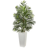 5' Areca Artificial Palm Tree in White Planter (Indoor/Outdoor)