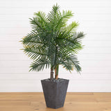 5' Areca Palm Artificial Tree in Slate Finished Planter (Real Touch)