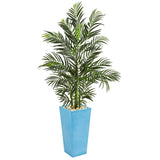 5' Areca Palm Artificial Tree in Turquoise Planter (Indoor/Outdoor)