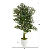 5' Paradise Palm Artificial Tree in White Planter with Faux Moss