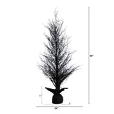5' Pre-Lit Halloween Black Twig Artificial Fall Tree in Burlap Planter with 85 Warm White LED Lights