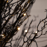 5' Pre-Lit Halloween Black Twig Artificial Fall Tree in Burlap Planter with 85 Warm White LED Lights