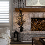 5' Pre-Lit Halloween Black Twig Artificial Fall Tree in Burlap Planter with 85 Warm White LED Lights