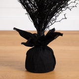 5' Pre-Lit Halloween Black Twig Artificial Fall Tree in Burlap Planter with 85 Warm White LED Lights