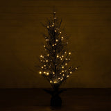 5' Pre-Lit Halloween Black Twig Artificial Fall Tree in Burlap Planter with 85 Warm White LED Lights