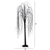 5' Pre-Lit Halloween Black Willow Artificial Fall Tree with 144 Orange & Purple LED Lights