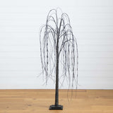 5' Pre-Lit Halloween Black Willow Artificial Fall Tree with 144 Orange & Purple LED Lights