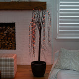 5' Pre-Lit Halloween Black Willow Artificial Fall Tree with 144 Orange & Purple LED Lights