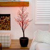 5' Pre-Lit Halloween Deluxe Black Twig Artificial Tree with 102 Orange & Purple LED Lights