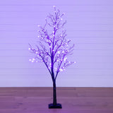 5' Pre-Lit Halloween Deluxe Black Twig Artificial Tree with 102 Orange & Purple LED Lights