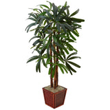 4.5' Artificial Raphis Palm Tree in Bamboo Planter