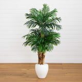 5.5' Triple Areca Palm Artificial Tree in White Planter