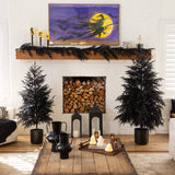 6' Artificial Real Touch Halloween Black Norfolk Island Pine Garland with Natural Look