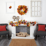 6' Autumn Maple Leaf and Berry Fall Garland