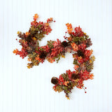 6' Autumn Maple Leaves, Berry and Pinecones Fall Artificial Garland