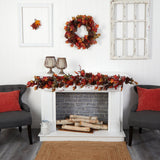 6' Autumn Maple Leaves, Berry and Pinecones Fall Artificial Garland